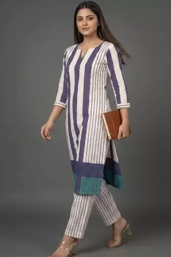 everyday classic women printed regular kurta with trousers