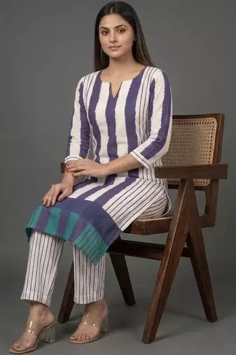 everyday classic women printed regular kurta with trousers
