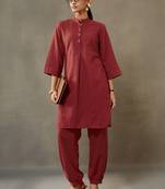 formal women regular thread work cotton kurta with harem pants