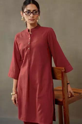 formal women regular thread work cotton kurta with harem pants