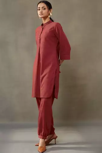 formal women regular thread work cotton kurta with harem pants