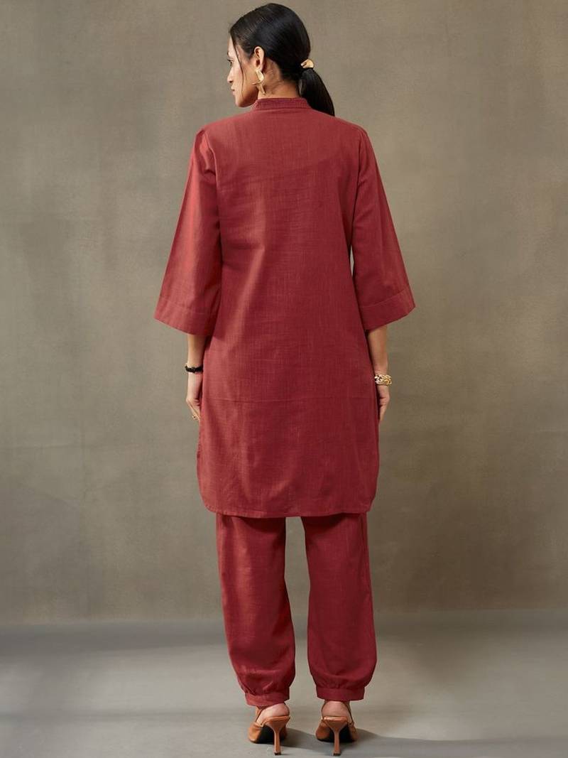 formal women regular thread work cotton kurta with harem pants