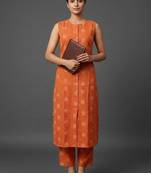 structured workwear women ethnic motifs printed regular kurta with trousers