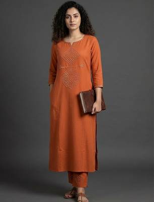 everyday classic women ethnic motifs embroidered regular beads and stones kurta with trousers 1