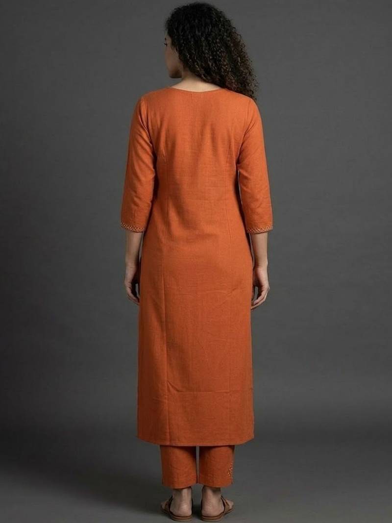 everyday classic women ethnic motifs embroidered regular beads and stones kurta with trousers
