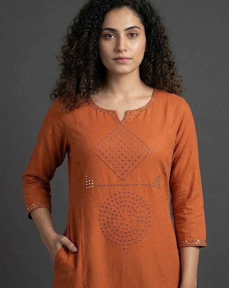 everyday classic women ethnic motifs embroidered regular beads and stones kurta with trousers
