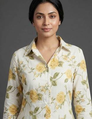 smart women floral printed regular kurta with trousers 6
