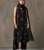 structured workwear women ethnic motifs printed regular cotton kurta with trousers & with dupatta