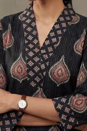 tailored women ethnic motifs printed regular cotton kurta with palazzos