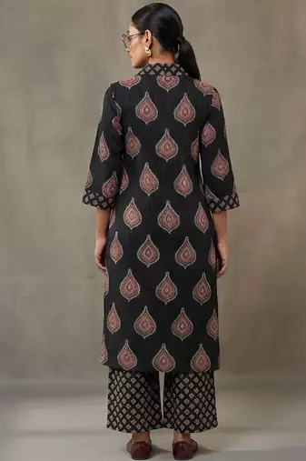 tailored women ethnic motifs printed regular cotton kurta with palazzos