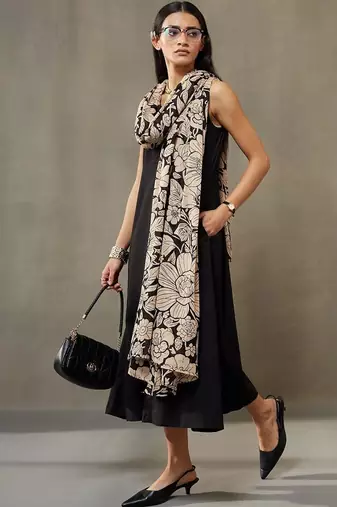 contemporary formal women floral regular cotton kurta with dupatta