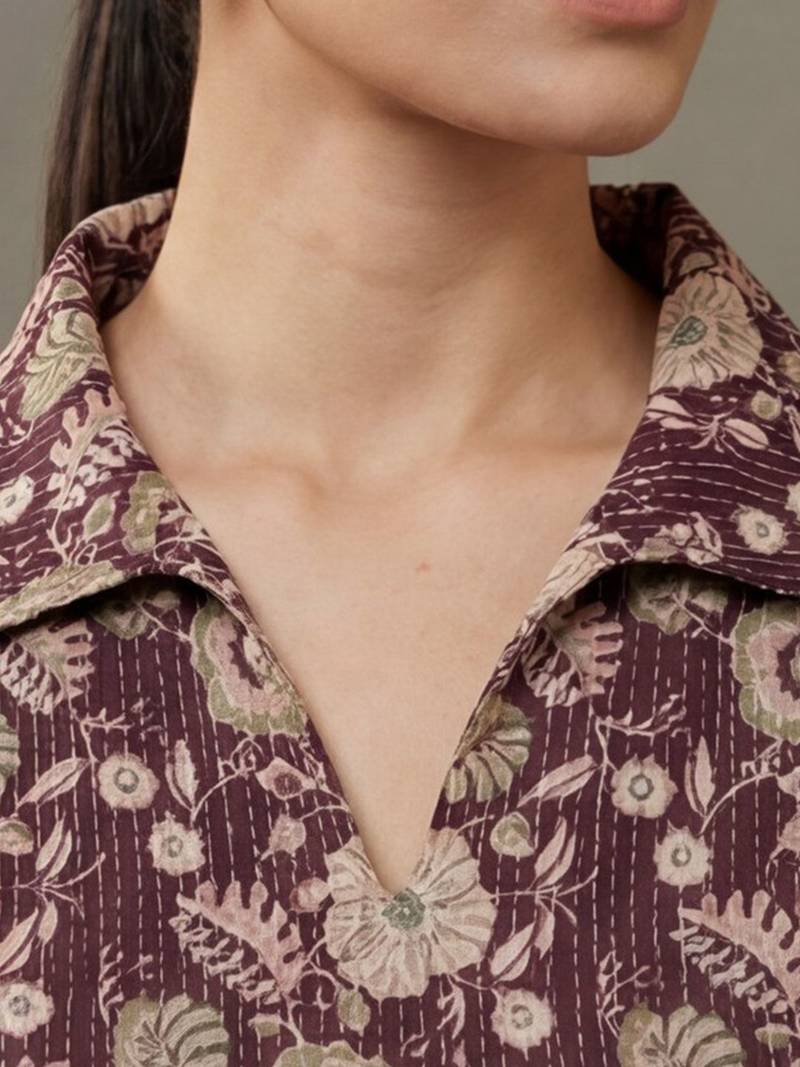 contemporary formal women floral printed regular cotton kurta with trousers