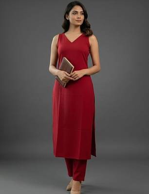 structured workwear women regular kurta with trousers 1
