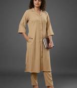 formal women regular silk crepe kurta with trousers