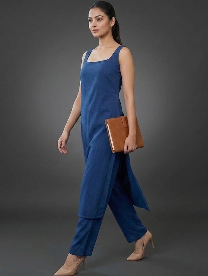 smart women regular kurta with trousers