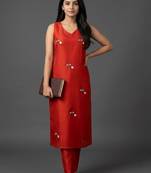 structured workwear women ethnic motifs embroidered regular thread work kurta with trousers