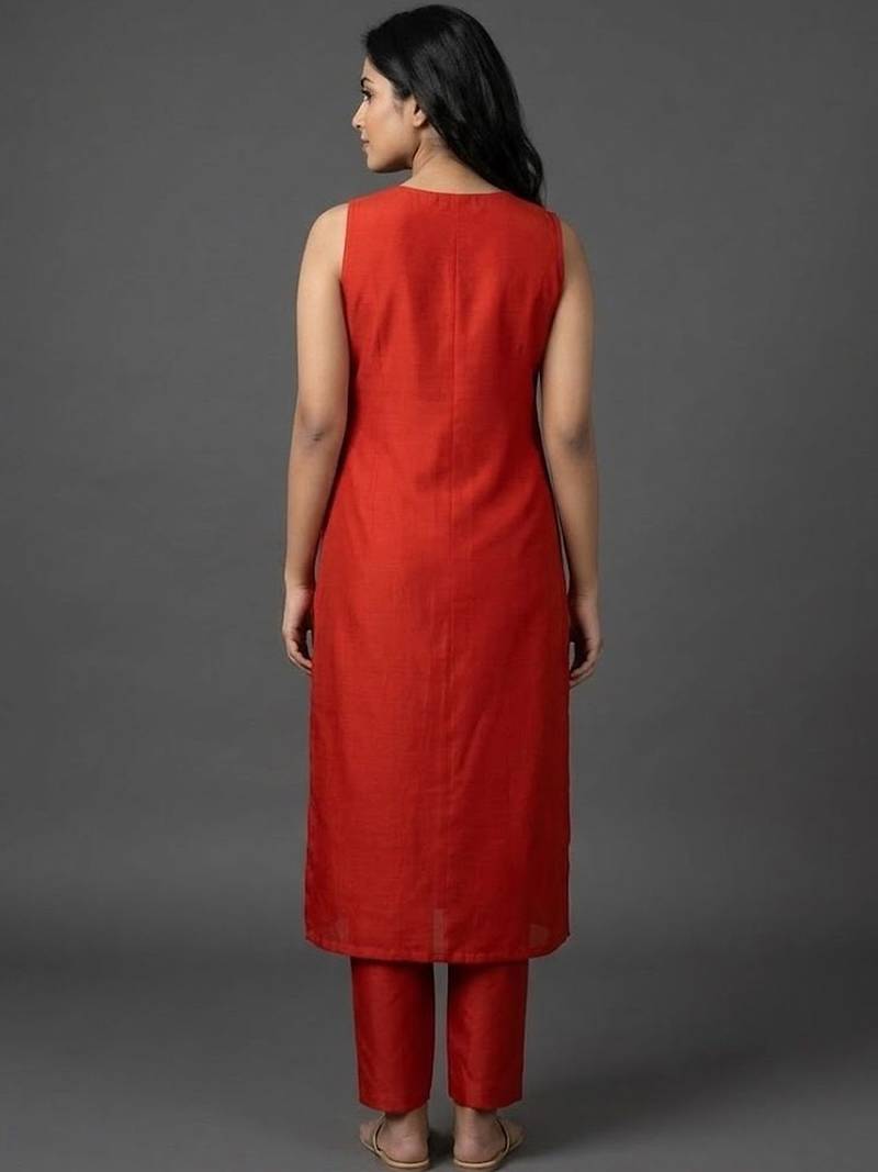 structured workwear women ethnic motifs embroidered regular thread work kurta with trousers