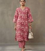 everyday classic women ethnic motifs printed regular cotton kurta with trousers