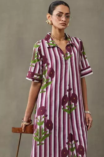 workwear women printed regular cotton kurta with trousers
