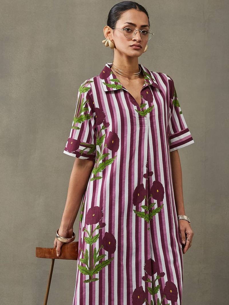 workwear women printed regular cotton kurta with trousers