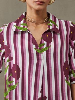 workwear women printed regular cotton kurta with trousers 5