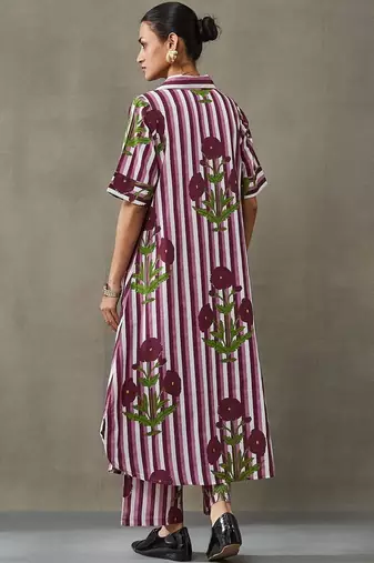 workwear women printed regular cotton kurta with trousers
