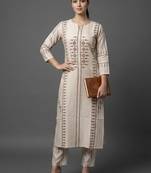formal women printed regular chanderi silk kurta with trousers