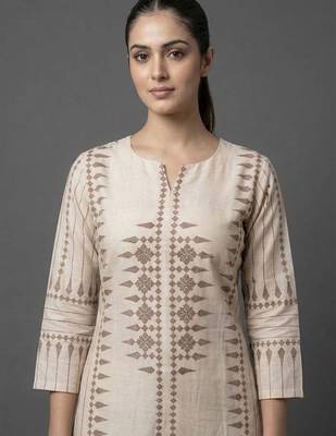 formal women printed regular chanderi silk kurta with trousers 6