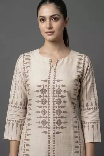formal women printed regular chanderi silk kurta with trousers