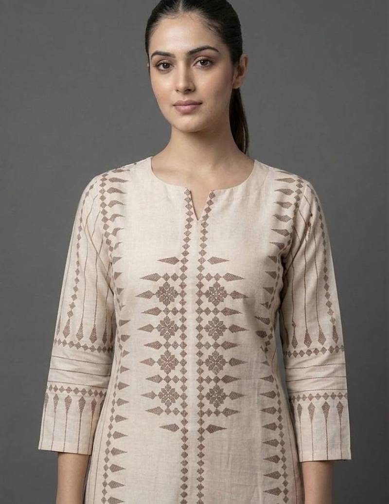 formal women printed regular chanderi silk kurta with trousers