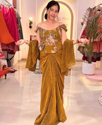 Golden brown multi-way drape skirt 2