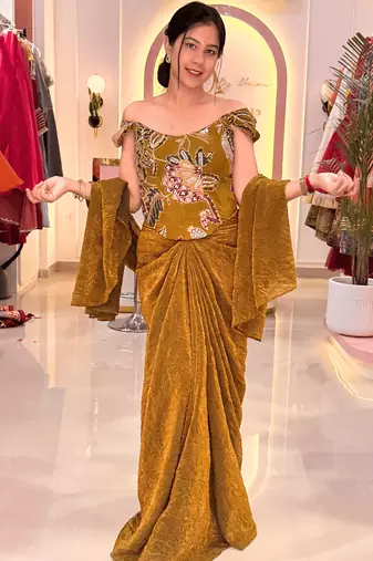 Golden brown multi-way drape skirt