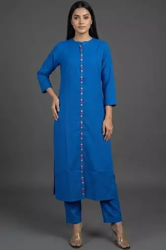 smart women regular thread work kurta with trousers