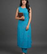 formal women ethnic motifs embroidered regular thread work kurta with trousers