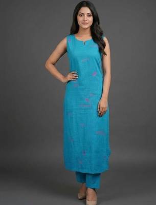 formal women ethnic motifs embroidered regular thread work kurta with trousers 4