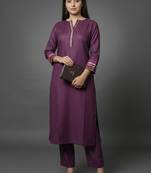 smart women ethnic motifs embroidered regular thread work kurta with trousers
