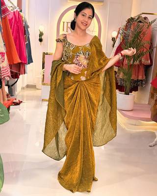 Golden brown multi-way drape skirt 3