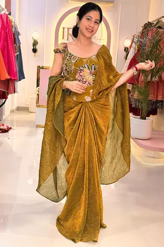 Golden brown multi-way drape skirt