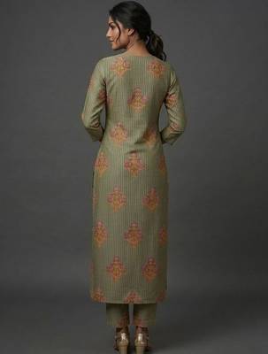 contemporary formal women ethnic motifs printed regular kurta with trousers 3
