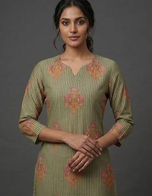 contemporary formal women ethnic motifs printed regular kurta with trousers 6