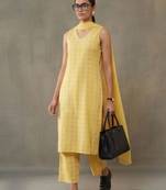 smart women ethnic motifs printed regular cotton kurta with trousers & with dupatta