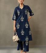 everyday classic women ethnic motifs printed regular cotton kurta with palazzos