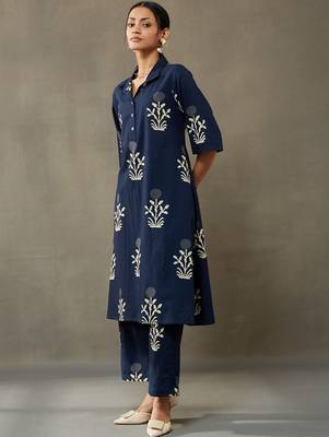 everyday classic women ethnic motifs printed regular cotton kurta with palazzos 3