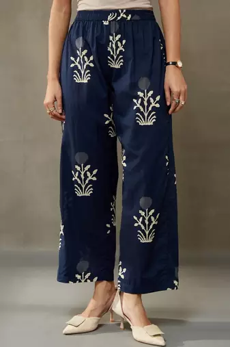 everyday classic women ethnic motifs printed regular cotton kurta with palazzos