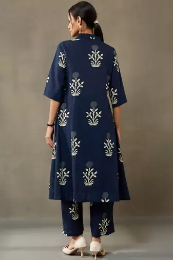 everyday classic women ethnic motifs printed regular cotton kurta with palazzos