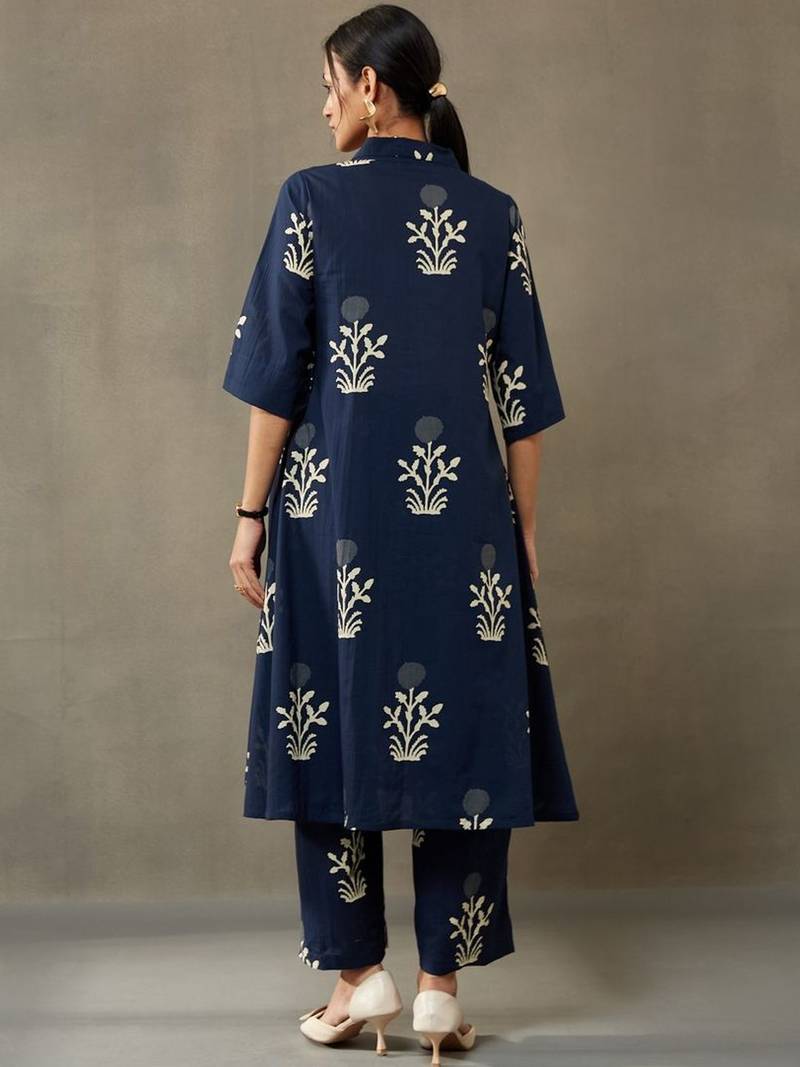 everyday classic women ethnic motifs printed regular cotton kurta with palazzos