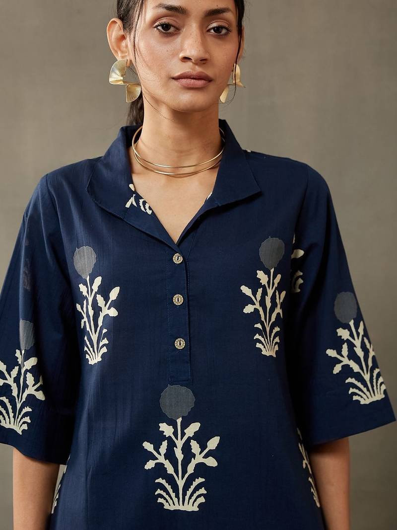 everyday classic women ethnic motifs printed regular cotton kurta with palazzos