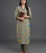 contemporary formal women printed regular kurta with trousers