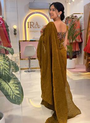 Golden brown multi-way drape skirt 4