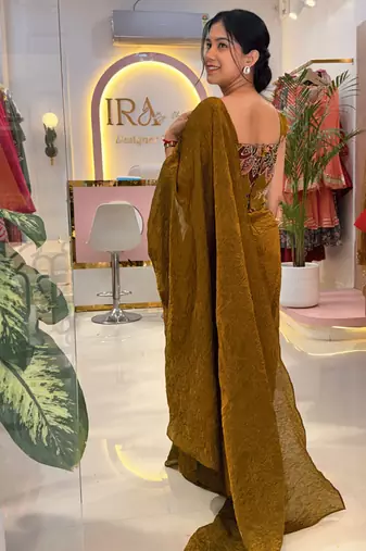 Golden brown multi-way drape skirt